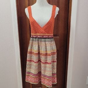 Free People Orange and Multicolor Dress
